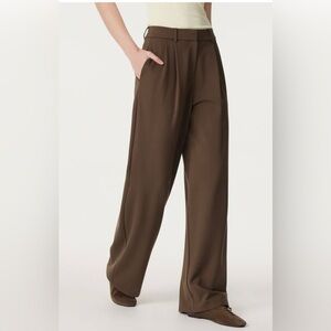 OGL‎ Breezy Wide Leg Pant With Pockets Chocolate Brown Elastic Waistband, Small